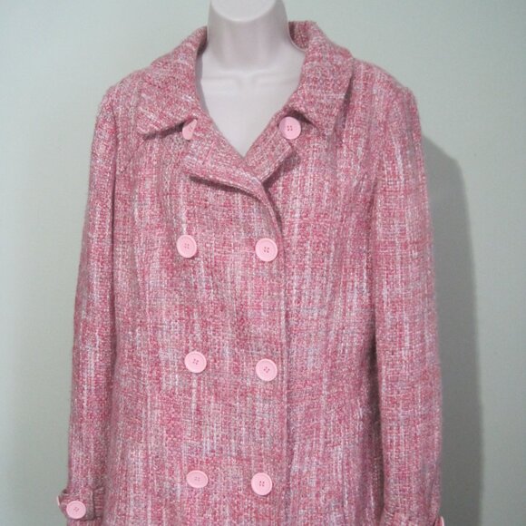Guess Pink Tweed Women's Coat - Picture 1 of 10